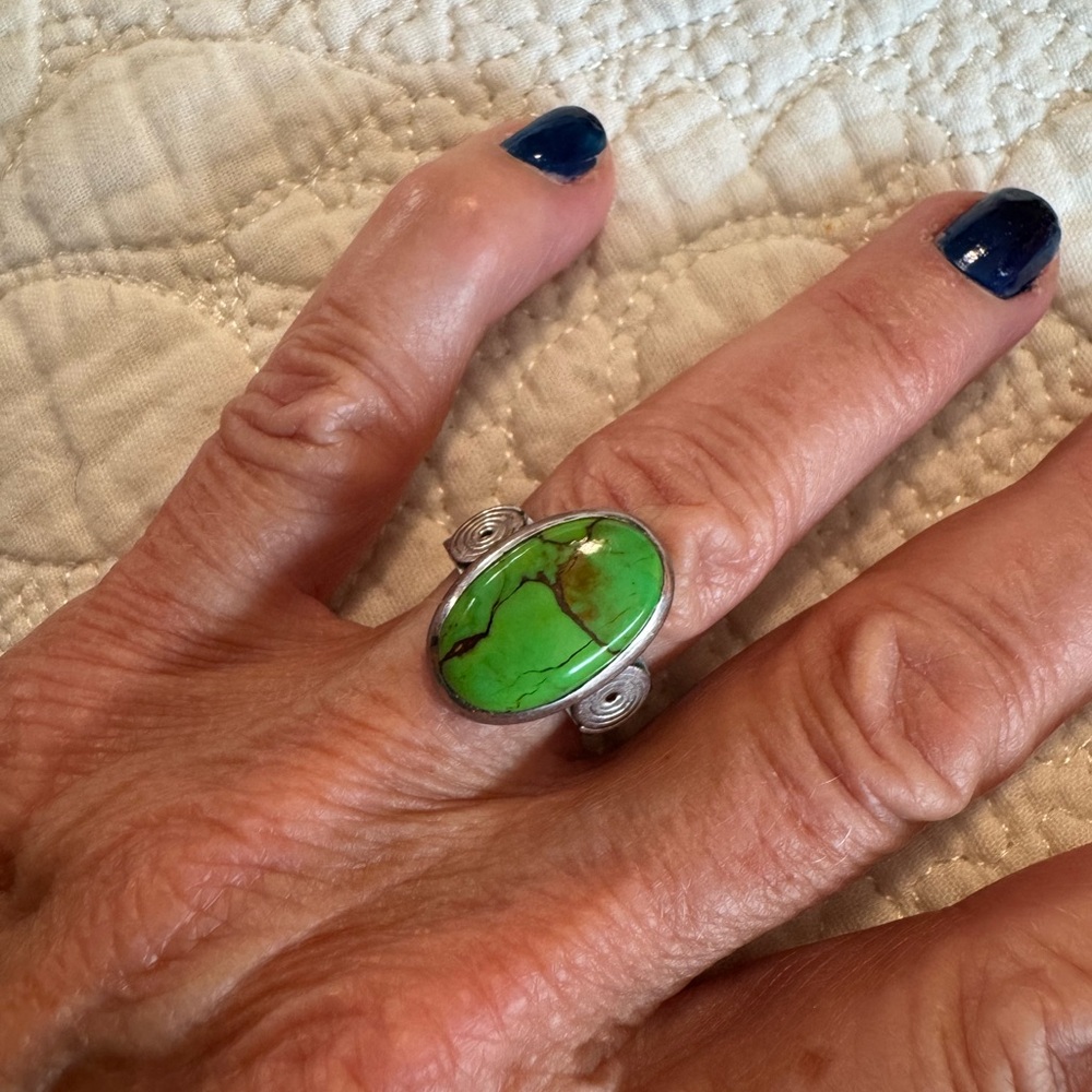 Greene Copper Turquoise silver ring.